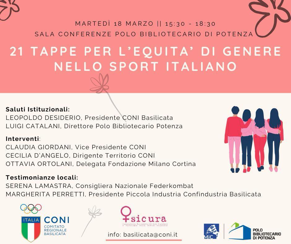 21 tappe per l’Equità di Genere nello Sport Italiano